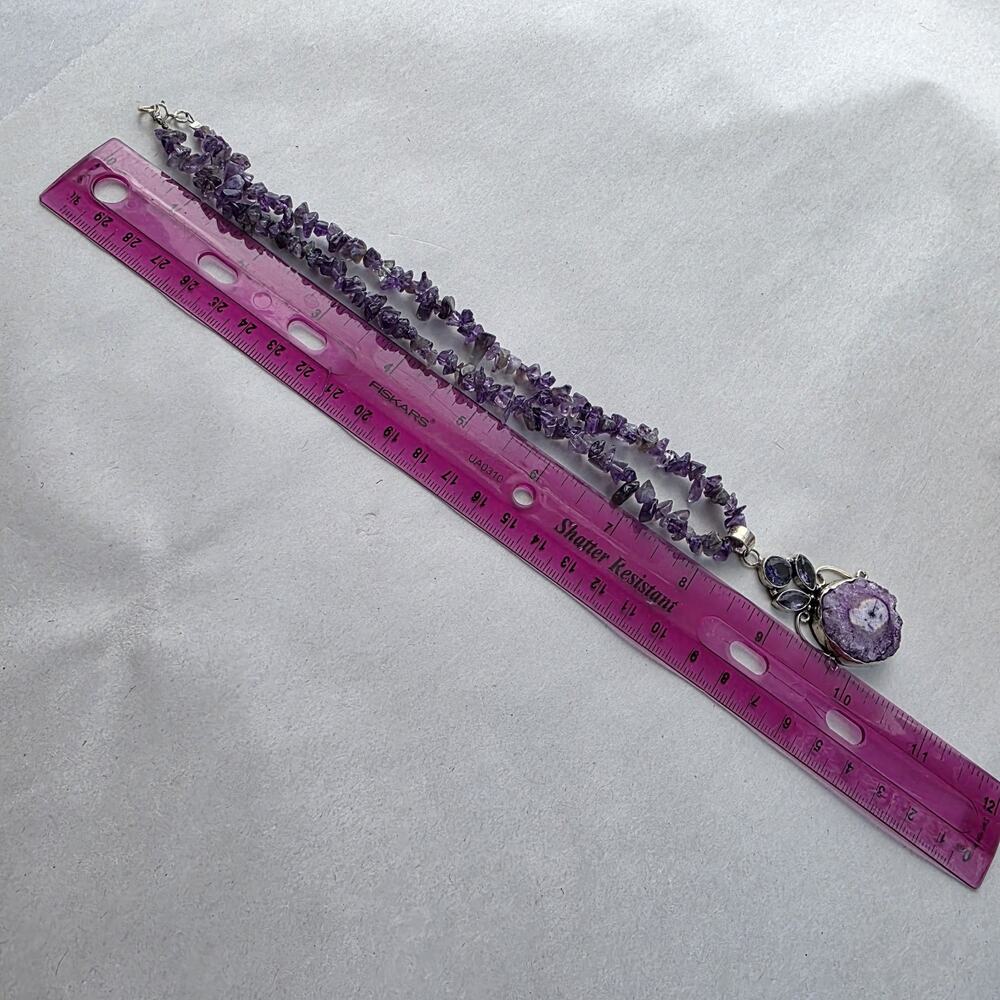 Statement Amethyst Stone Sterling Silver 925 Bead… - image 5
